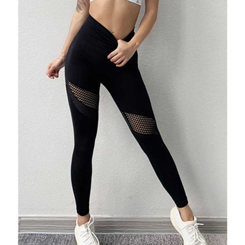 Pantalones deportivos transpirables tallados huecos para mujer Pantalones de secado rápido para yoga Pantalones para correr sudor con absorción de humedad